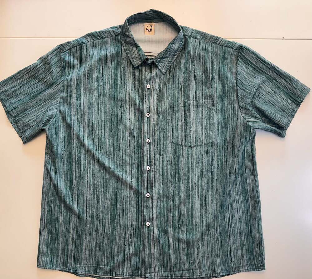 Hardaddy XL Men's Green Vertical Streaks Print Short Sleeve Shirt